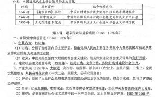 八年级上学期历史第八课知识点 八年级历史复习提纲